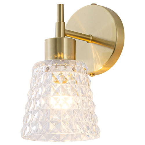 1 Light Gold Vanity Lights Clear Diamond Glass Shades Modern Wall Sconce - product image 17 | Zenvolit