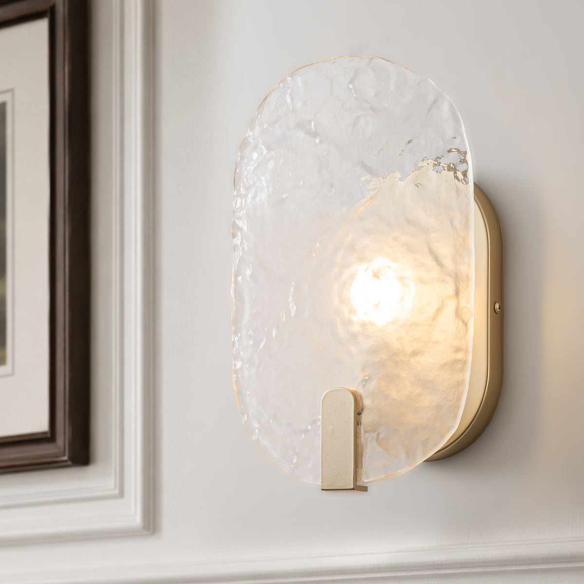 Oval Wall Sconce Frosted Textured Water Ripple Glass Vanity Light - product image 2 | Zenvolit