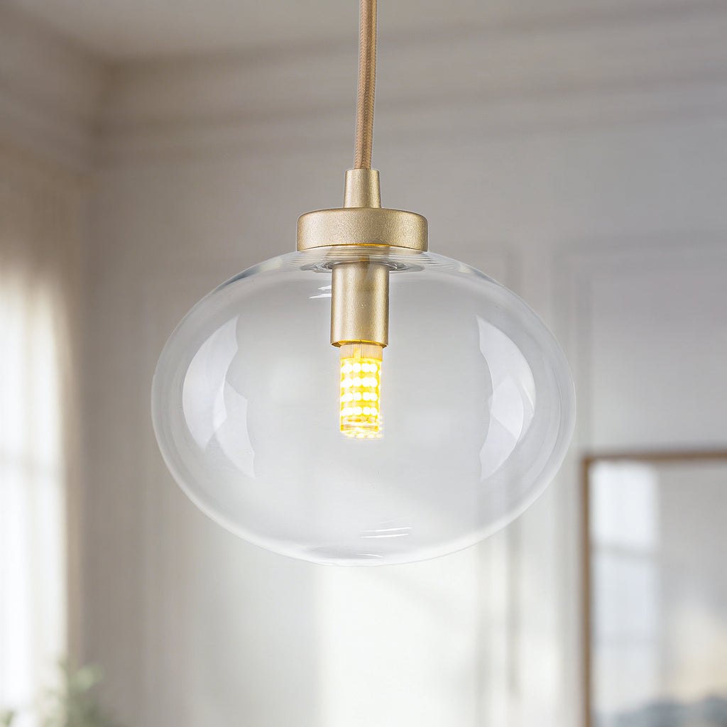 Modern Gold Iron Island Pendant Light with Globe Clear Glass Shade - product image 2 | Zenvolit