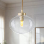 Modern Gold Iron Island Pendant Light with Globe Clear Glass Shade - product image 2 | Zenvolit