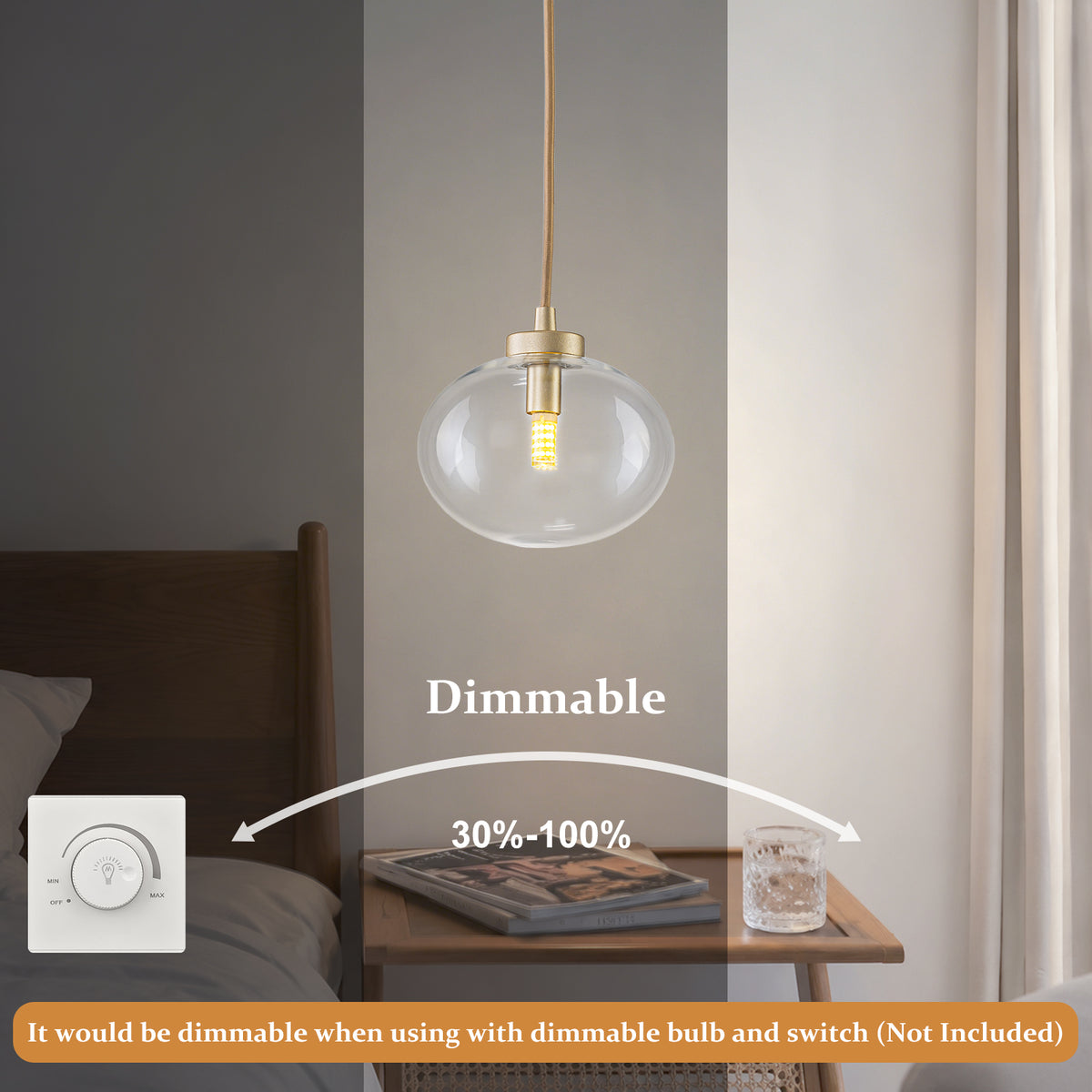 Modern Gold Iron Island Pendant Light with Globe Clear Glass Shade - product image 3 | Zenvolit