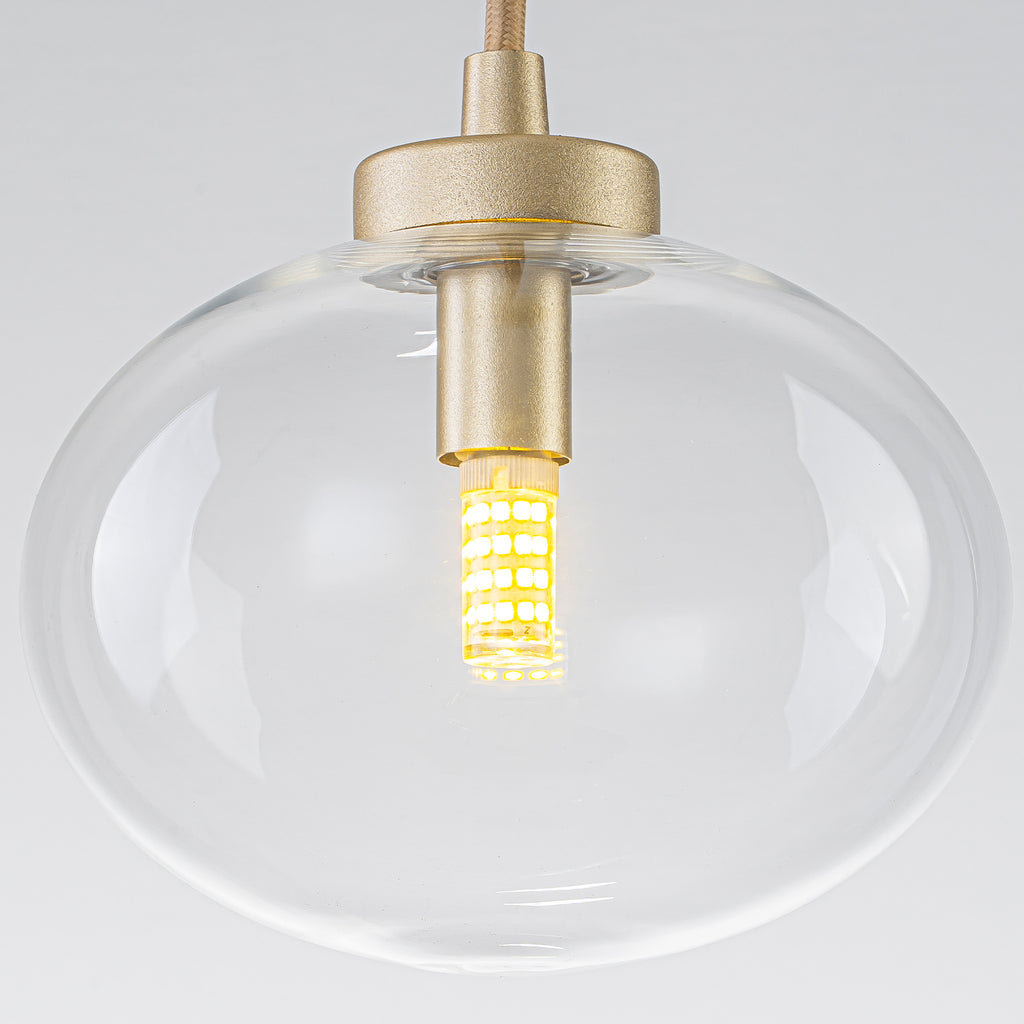 Modern Gold Iron Island Pendant Light with Globe Clear Glass Shade - product image 9 | Zenvolit
