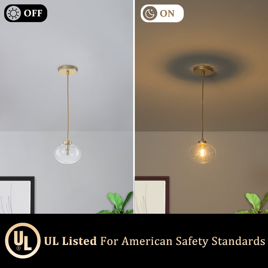 Modern Gold Iron Island Pendant Light with Globe Clear Glass Shade - product image 11 | Zenvolit
