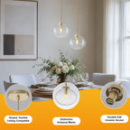 Modern Gold Iron Island Pendant Light with Globe Clear Glass Shade - product image 12 | Zenvolit