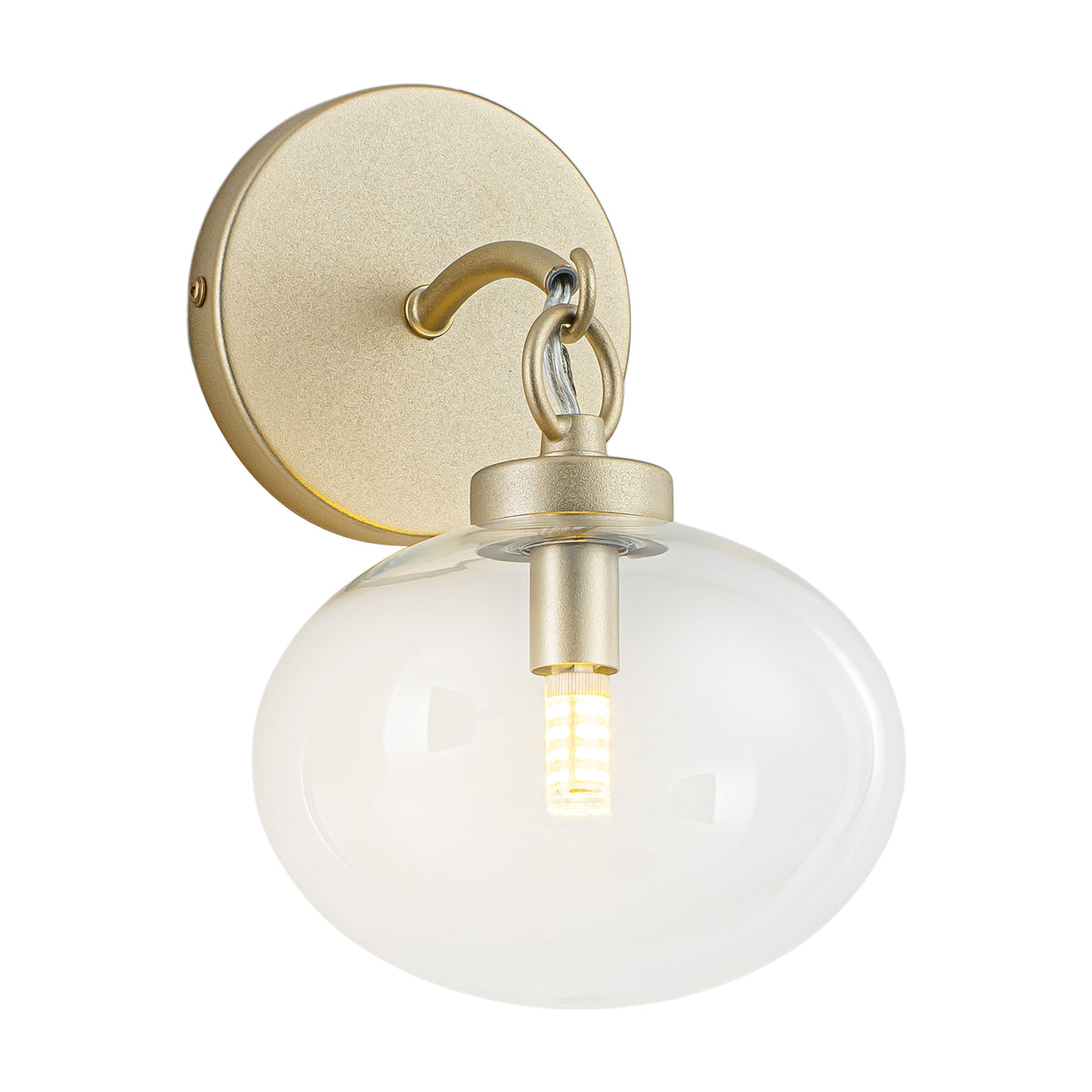 Modern Gold Wall Sconce Globe Clear Glass Shade Bedroom Living Room - product image 1 | Zenvolit