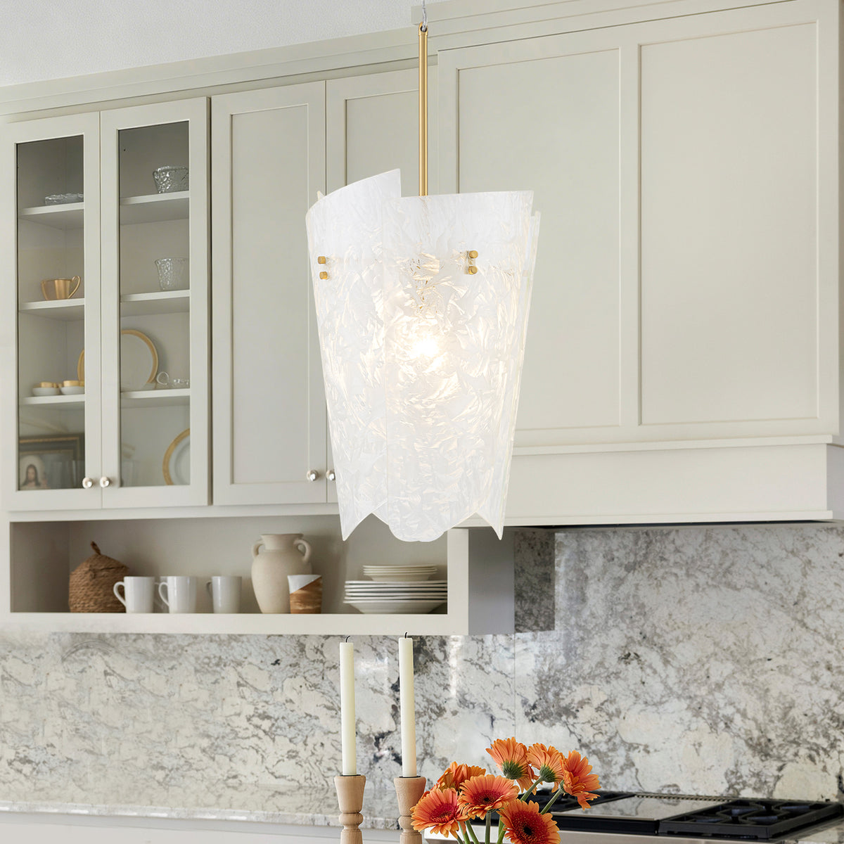 Modern Art Glass Pendant Light Frosted Ice Glass Shade Hanging Fixture - product image 2 | Zenvolit