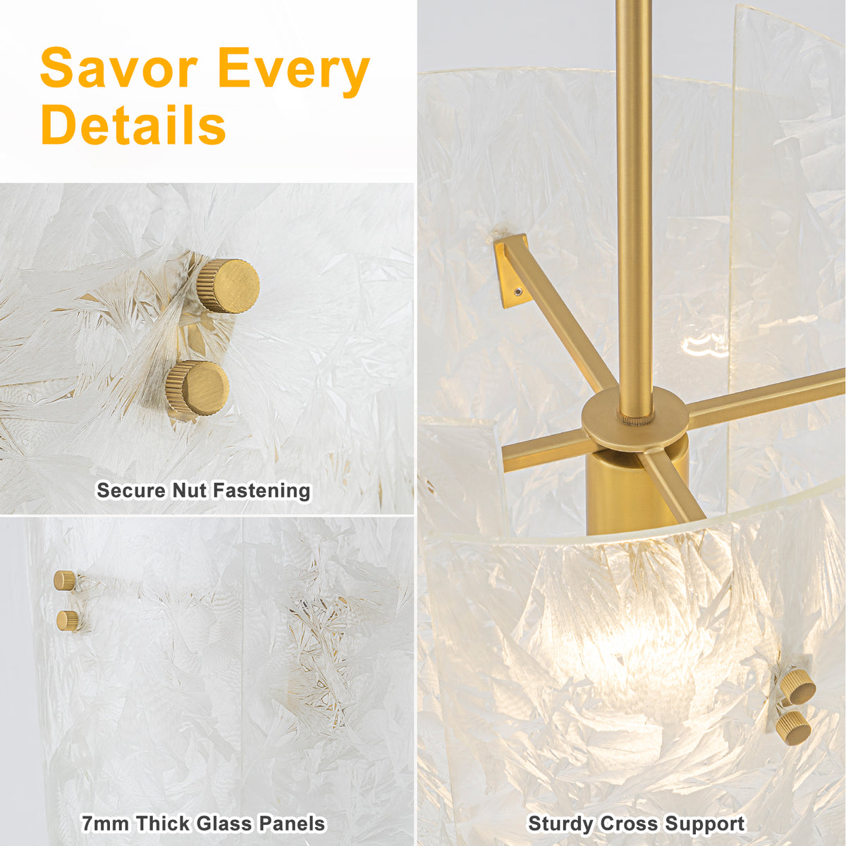 Modern Art Glass Pendant Light Frosted Ice Glass Shade Hanging Fixture - product image 4 | Zenvolit