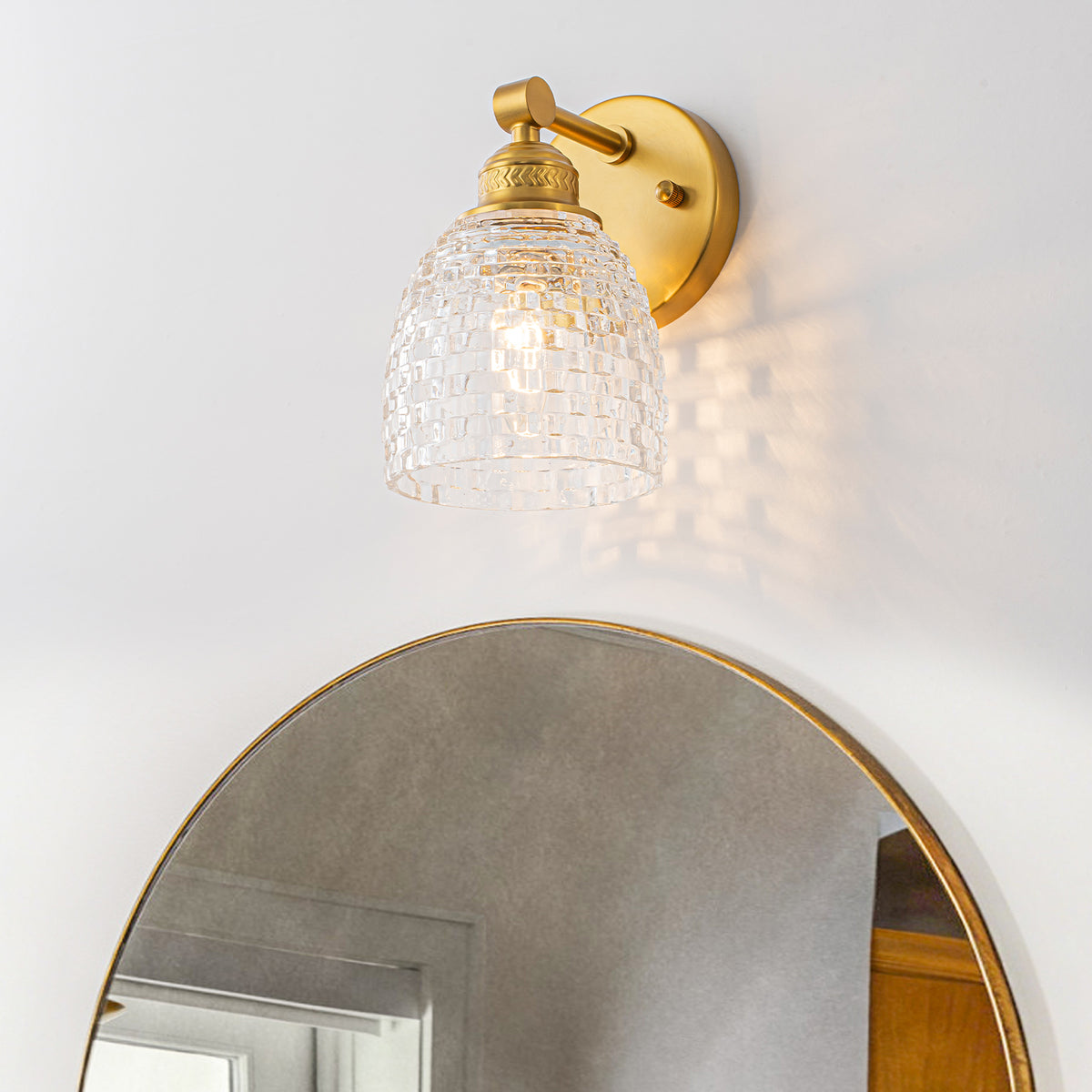 Modern Mosaic Glass Wall Sconce Cup Shape Clear Glass Vanity Lighting - product image 3 | Zenvolit