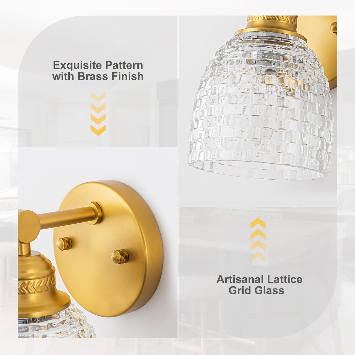Modern Mosaic Glass Wall Sconce Cup Shape Clear Glass Vanity Lighting - product image 5 | Zenvolit