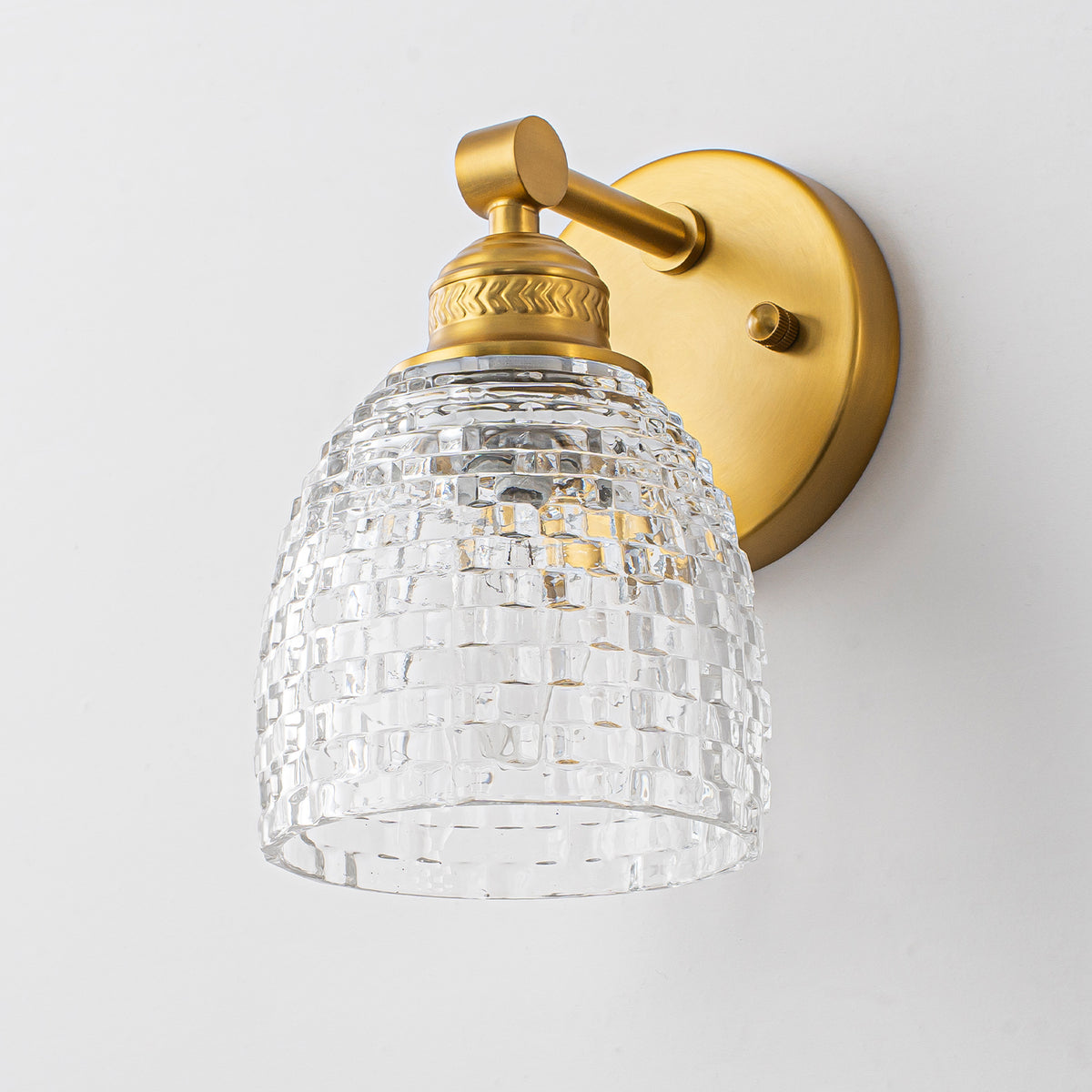 Modern Mosaic Glass Wall Sconce Cup Shape Clear Glass Vanity Lighting - product image 6 | Zenvolit