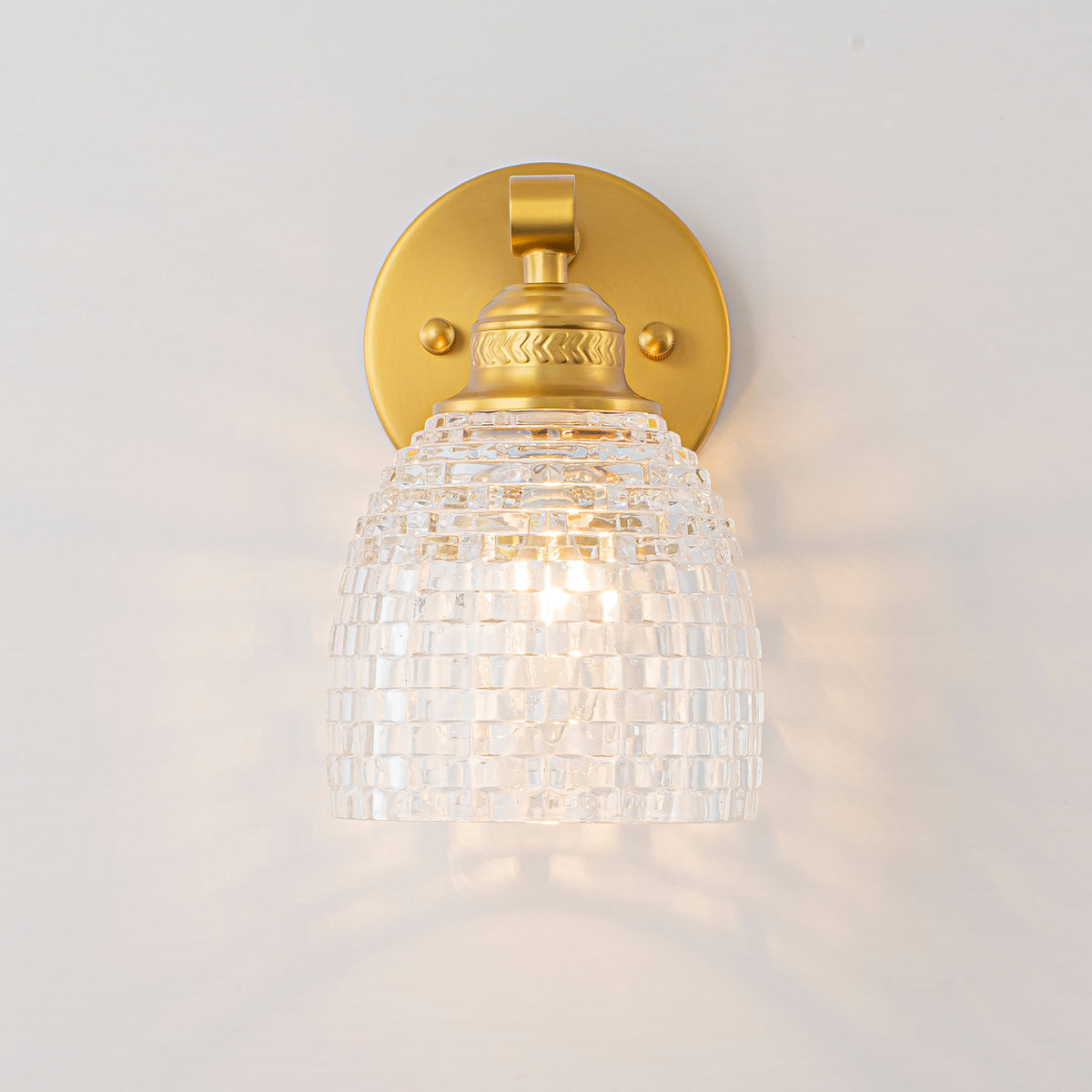 Modern Mosaic Glass Wall Sconce Cup Shape Clear Glass Vanity Lighting - product image 7 | Zenvolit