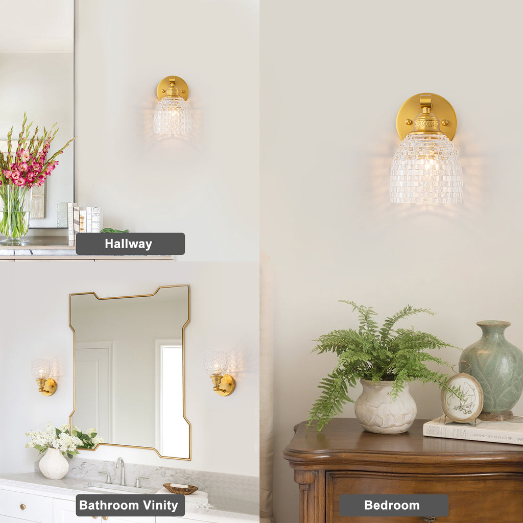Modern Mosaic Glass Wall Sconce Cup Shape Clear Glass Vanity Lighting - product image 15 | Zenvolit