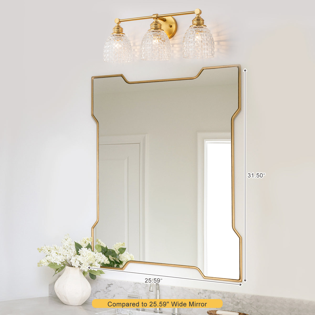 3-Light Modern Mosaic Glass Wall Sconce Cup Shape Clear Glass Vanity Lighting - product image 11 | Zenvolit