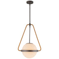Modern Coffee Iron Pendant Light Natural Rope White Globe Glass Shade - product image 1 | Zenvolit