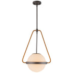 Modern Coffee Iron Pendant Light Natural Rope White Globe Glass Shade - product image 1 | Zenvolit