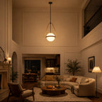 Modern Coffee Iron Pendant Light Natural Rope White Globe Glass Shade - product image 4 | Zenvolit