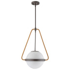 Modern Coffee Iron Pendant Light Natural Rope White Globe Glass Shade - product image 8 | Zenvolit