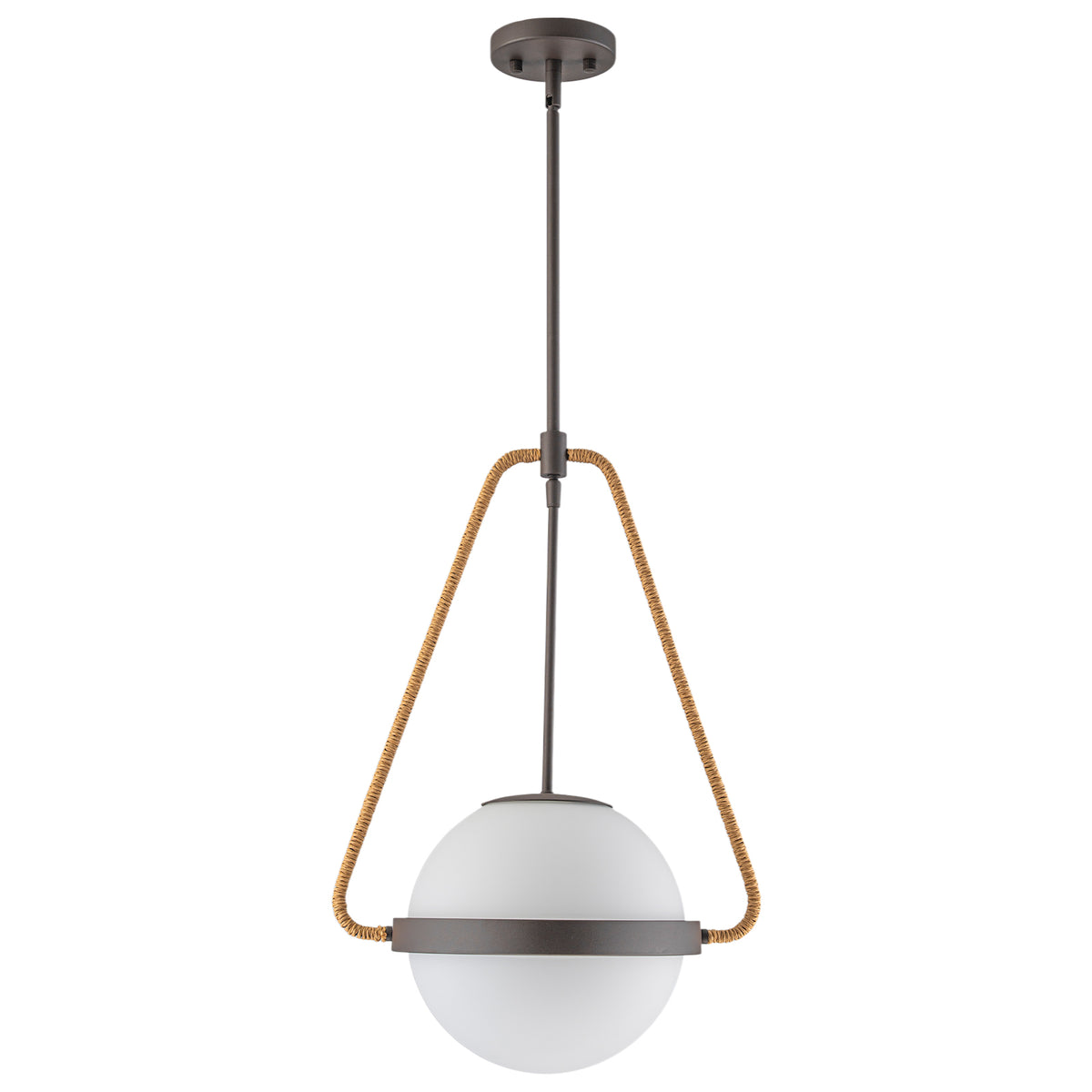 Modern Coffee Iron Pendant Light Natural Rope White Globe Glass Shade - product image 8 | Zenvolit