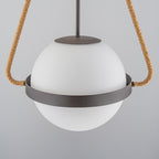 Modern Coffee Iron Pendant Light Natural Rope White Globe Glass Shade - product image 9 | Zenvolit