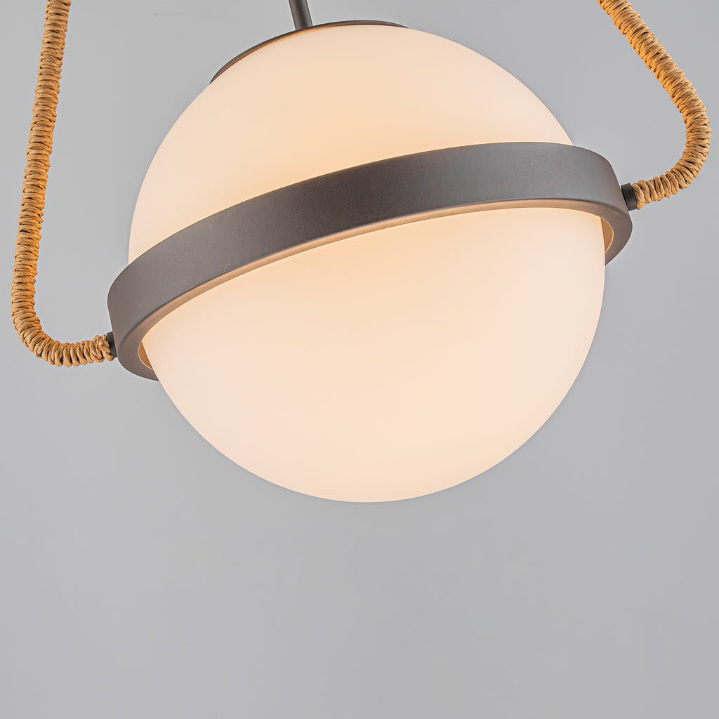 Modern Coffee Iron Pendant Light Natural Rope White Globe Glass Shade - product image 10 | Zenvolit