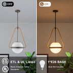 Modern Coffee Iron Pendant Light Natural Rope White Globe Glass Shade - product image 12 | Zenvolit