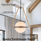 Modern Coffee Iron Pendant Light Natural Rope White Globe Glass Shade - product image 14 | Zenvolit