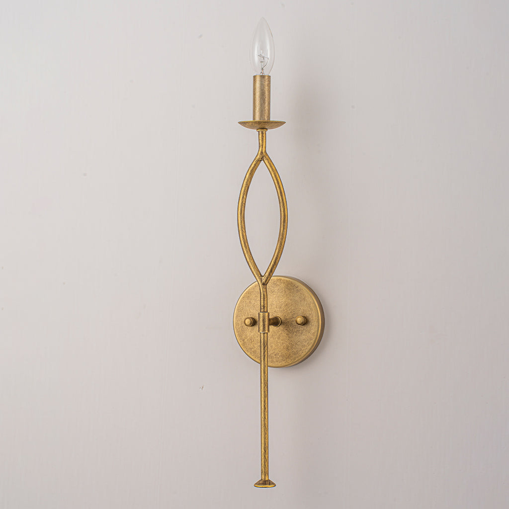 Antique Gold Dimmable Candle Wall Sconce for Bedroom Foyer Living Room