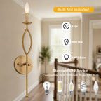 Antique Gold Dimmable Candle Wall Sconce for Bedroom Foyer Living Room