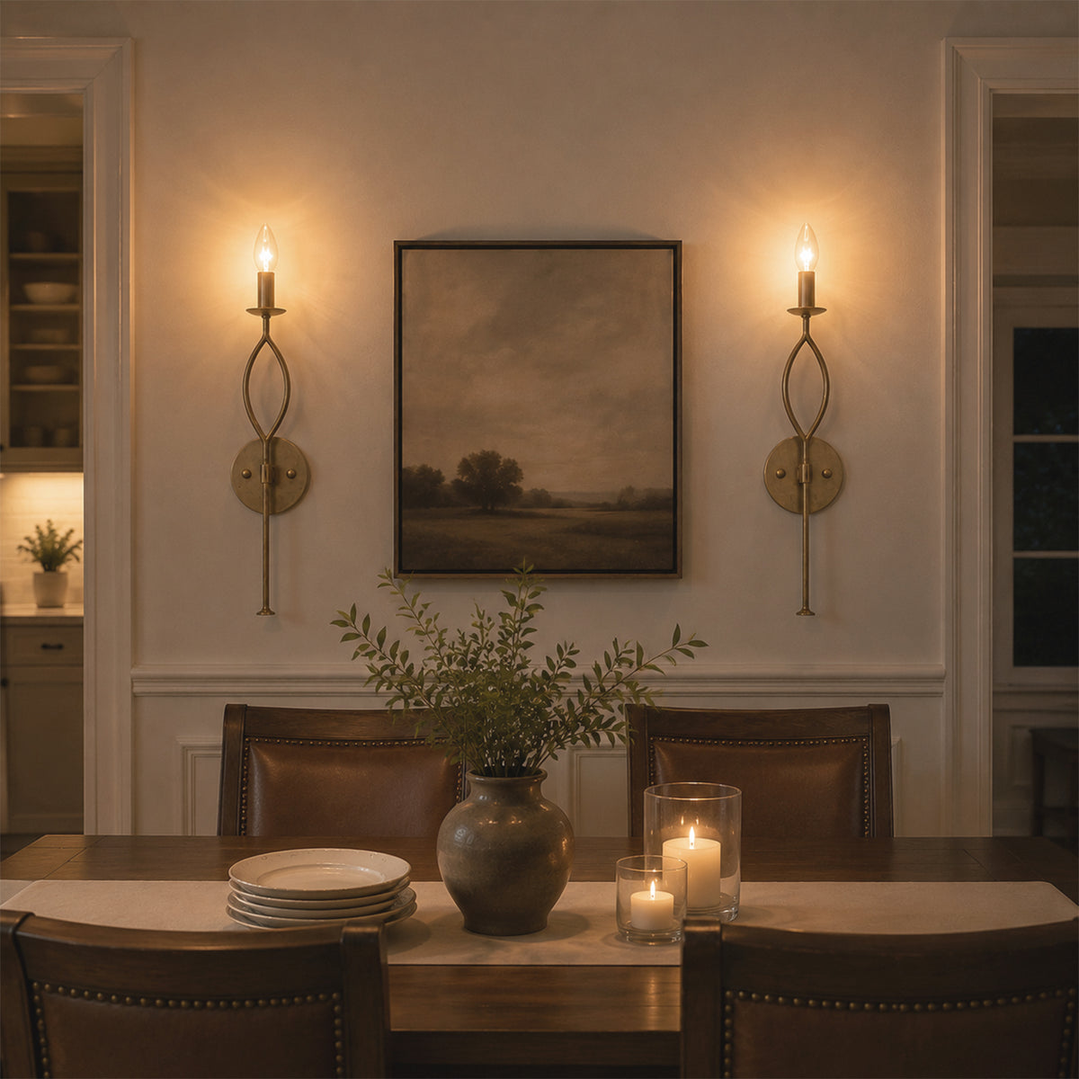Antique Gold Dimmable Candle Wall Sconce for Bedroom Foyer Living Room