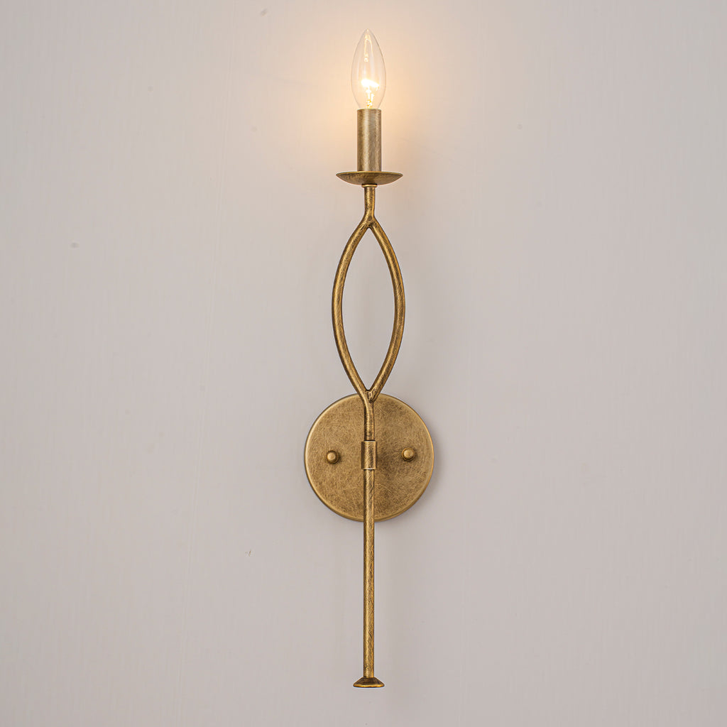 Antique Gold Dimmable Candle Wall Sconce for Bedroom Foyer Living Room