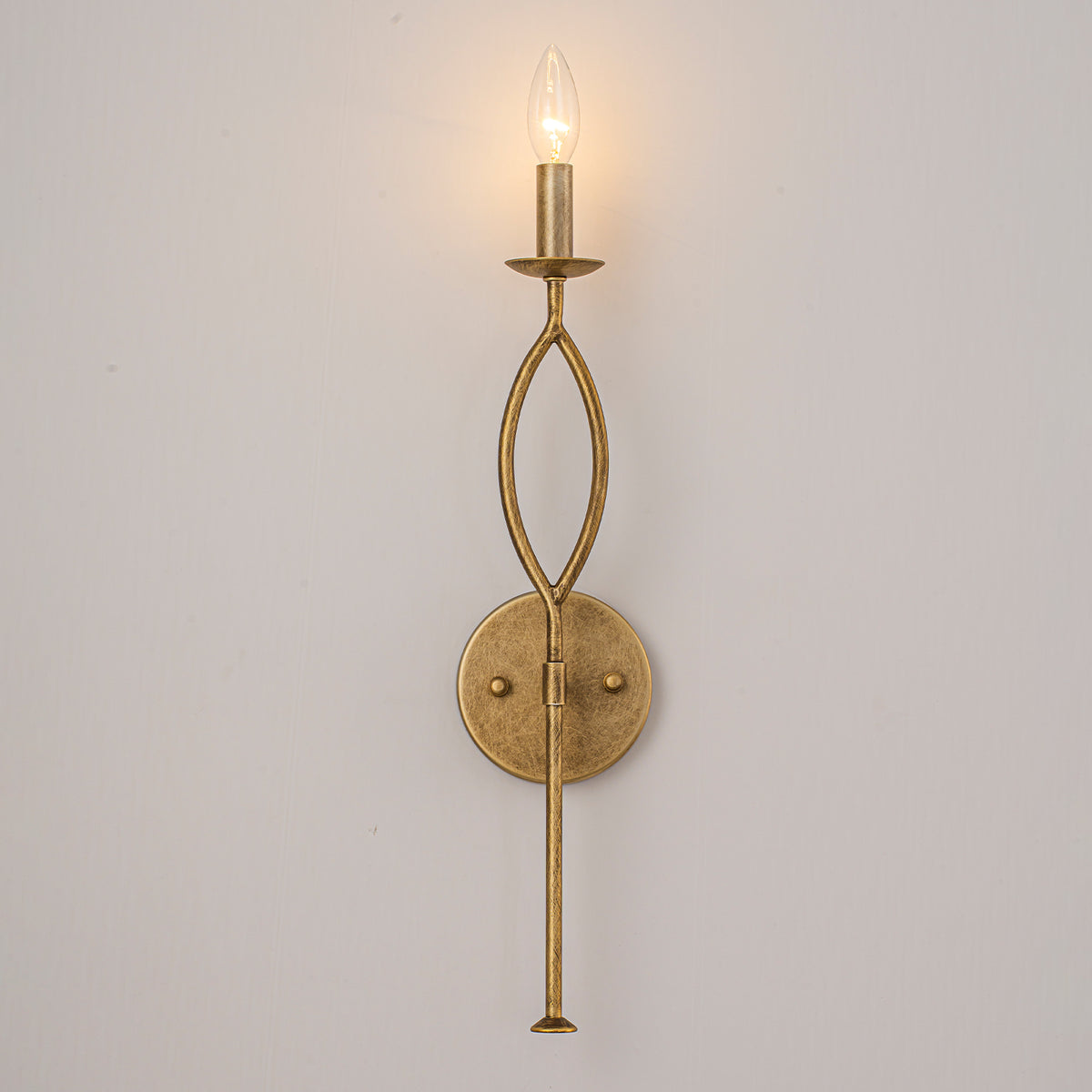Antique Gold Dimmable Candle Wall Sconce for Bedroom Foyer Living Room