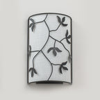 2-Light Black Floral Branch Wall Sconce White Linen Fabric Shade - product image 6 | Zenvolit