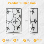 2-Light Black Floral Branch Wall Sconce White Linen Fabric Shade - product image 8 | Zenvolit