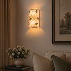 2-Light Black Floral Branch Wall Sconce White Linen Fabric Shade - product image 14 | Zenvolit