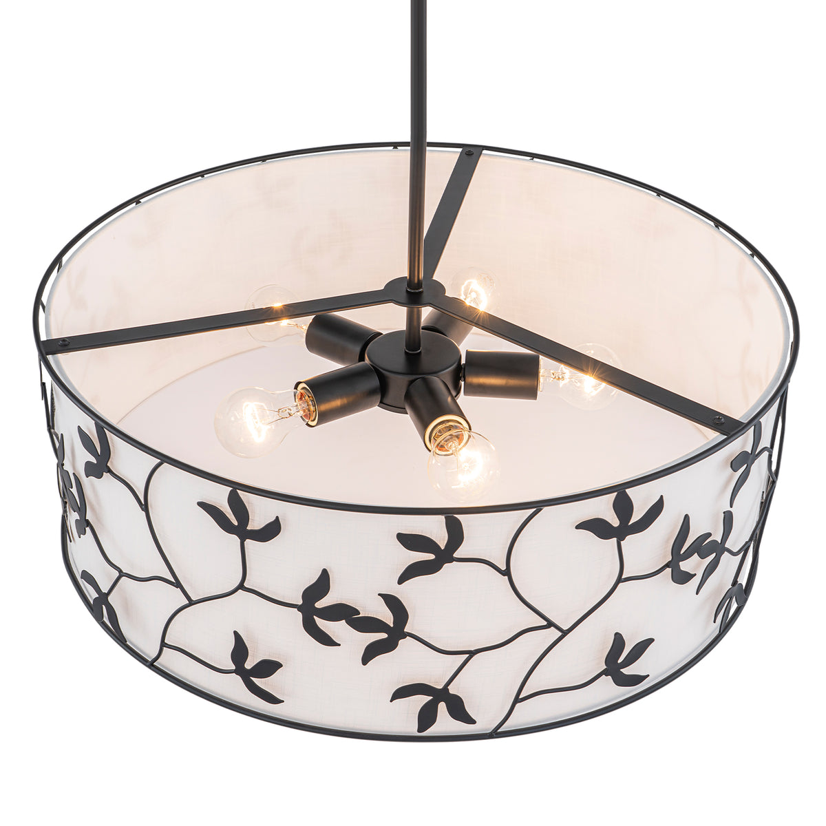 5-Light Modern Pendant Light White Leaf Fabric Shade Kitchen Island Chandelier - product image 1 | Zenvolit