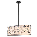 4-Light Modern White Pendant Light Linear Chandelier Leaf Linen Shade - product image 1 | Zenvolit