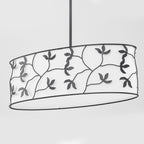 4-Light Modern White Pendant Light Linear Chandelier Leaf Linen Shade - product image 3 | Zenvolit