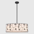 4-Light Modern White Pendant Light Linear Chandelier Leaf Linen Shade - product image 5 | Zenvolit
