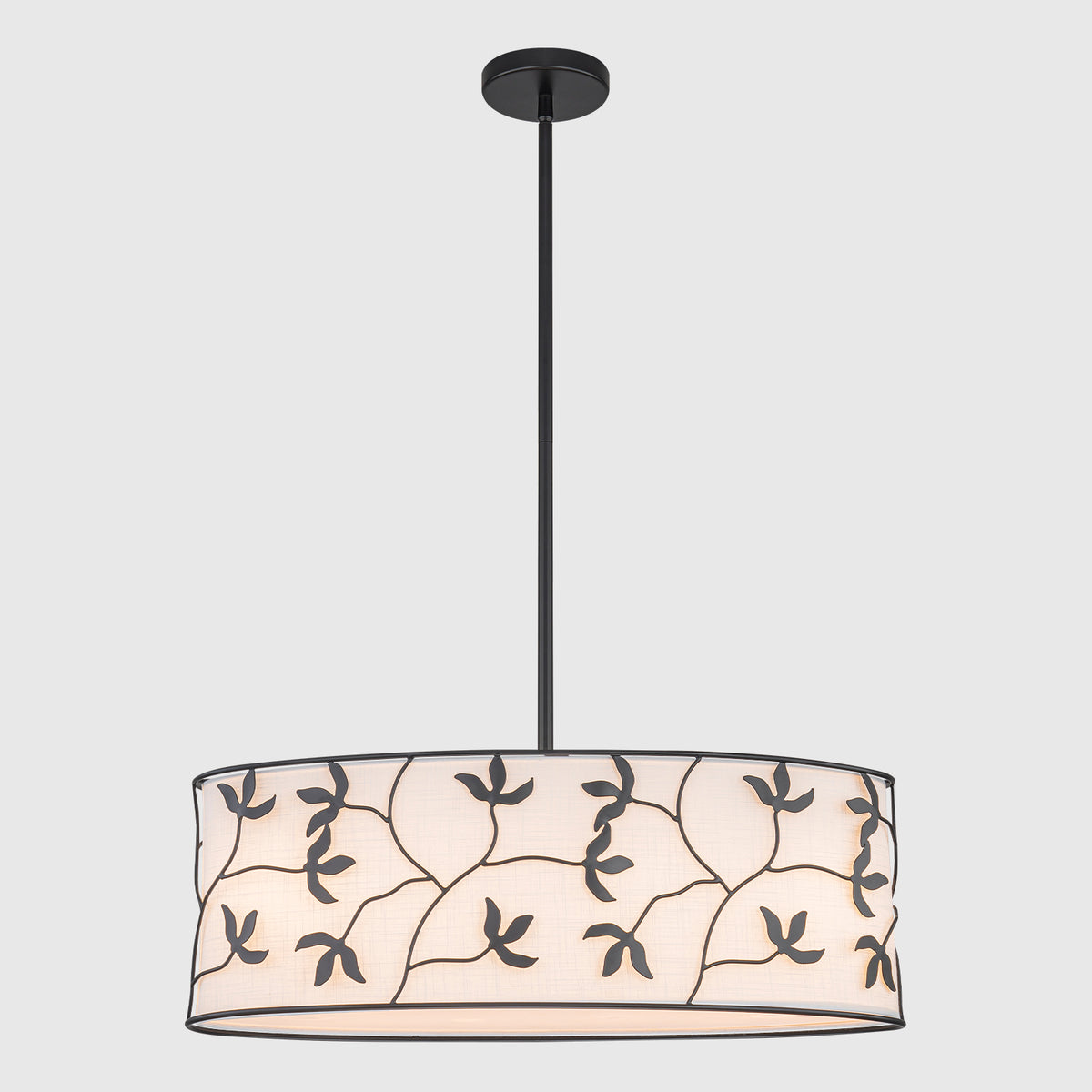 4-Light Modern White Pendant Light Linear Chandelier Leaf Linen Shade - product image 5 | Zenvolit
