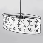 4-Light Modern White Pendant Light Linear Chandelier Leaf Linen Shade - product image 7 | Zenvolit
