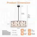 4-Light Modern White Pendant Light Linear Chandelier Leaf Linen Shade - product image 8 | Zenvolit