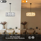 4-Light Modern White Pendant Light Linear Chandelier Leaf Linen Shade - product image 9 | Zenvolit