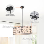 4-Light Modern White Pendant Light Linear Chandelier Leaf Linen Shade - product image 10 | Zenvolit