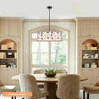 4-Light Modern White Pendant Light Linear Chandelier Leaf Linen Shade - product image 12 | Zenvolit