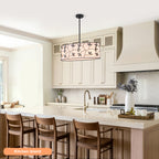 4-Light Modern White Pendant Light Linear Chandelier Leaf Linen Shade - product image 13 | Zenvolit
