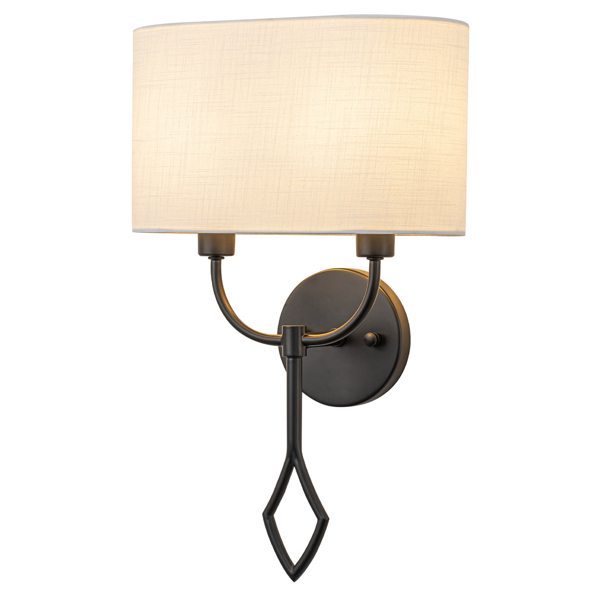 Black 2-Light Modern Wall Sconce White Linen Fabric Shade Bathroom Bedroom - product image 1 | Zenvolit