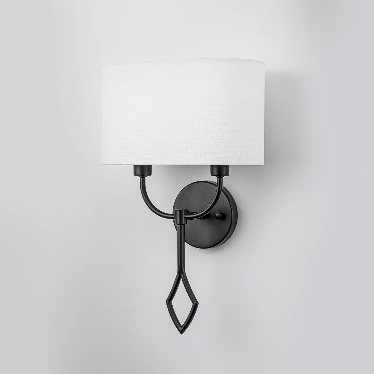 Black 2-Light Modern Wall Sconce White Linen Fabric Shade Bathroom Bedroom - product image 5 | Zenvolit