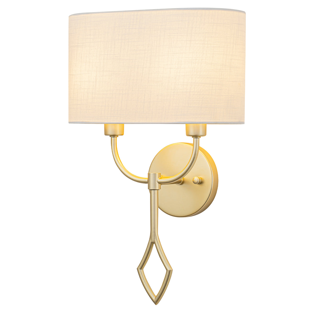 Gold 2-Light Modern Wall Sconce White Linen Fabric Shade Bathroom Bedroom - product image 1 | Zenvolit