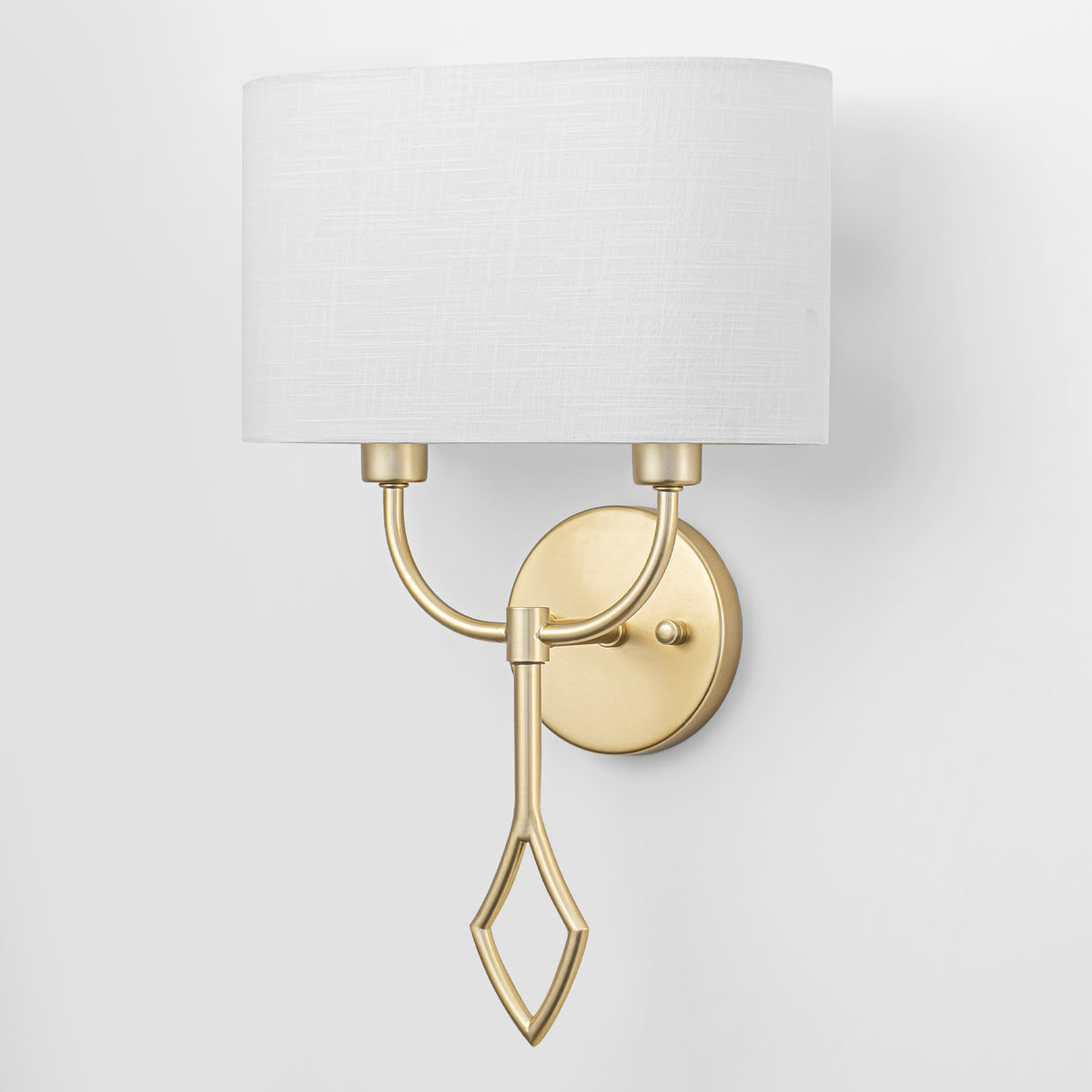 Gold 2-Light Modern Wall Sconce White Linen Fabric Shade Bathroom Bedroom - product image 3 | Zenvolit