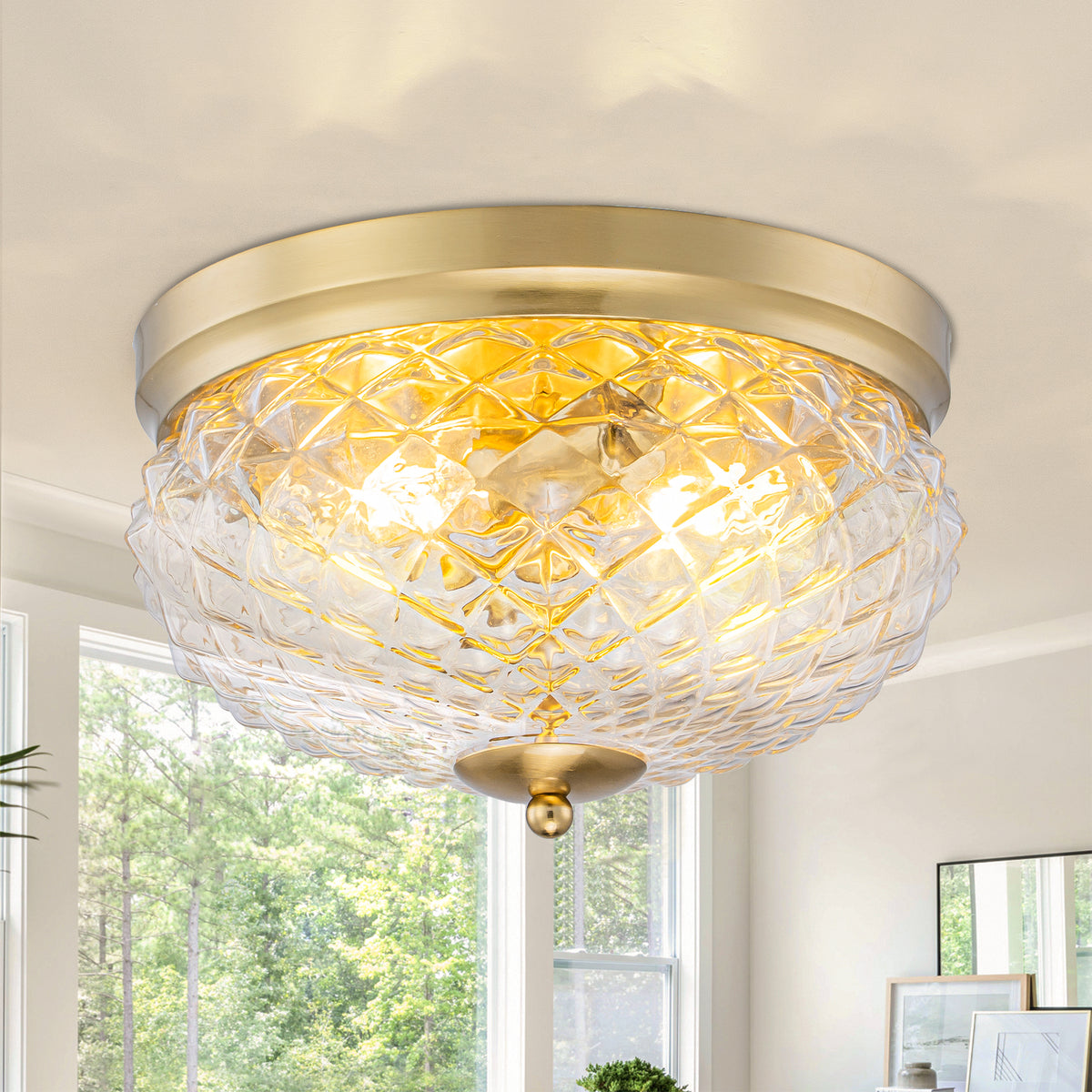 2-Light Modern Flush Mount Ceiling Light Bowl Glass Shade Hallway - product image 1 | Zenvolit